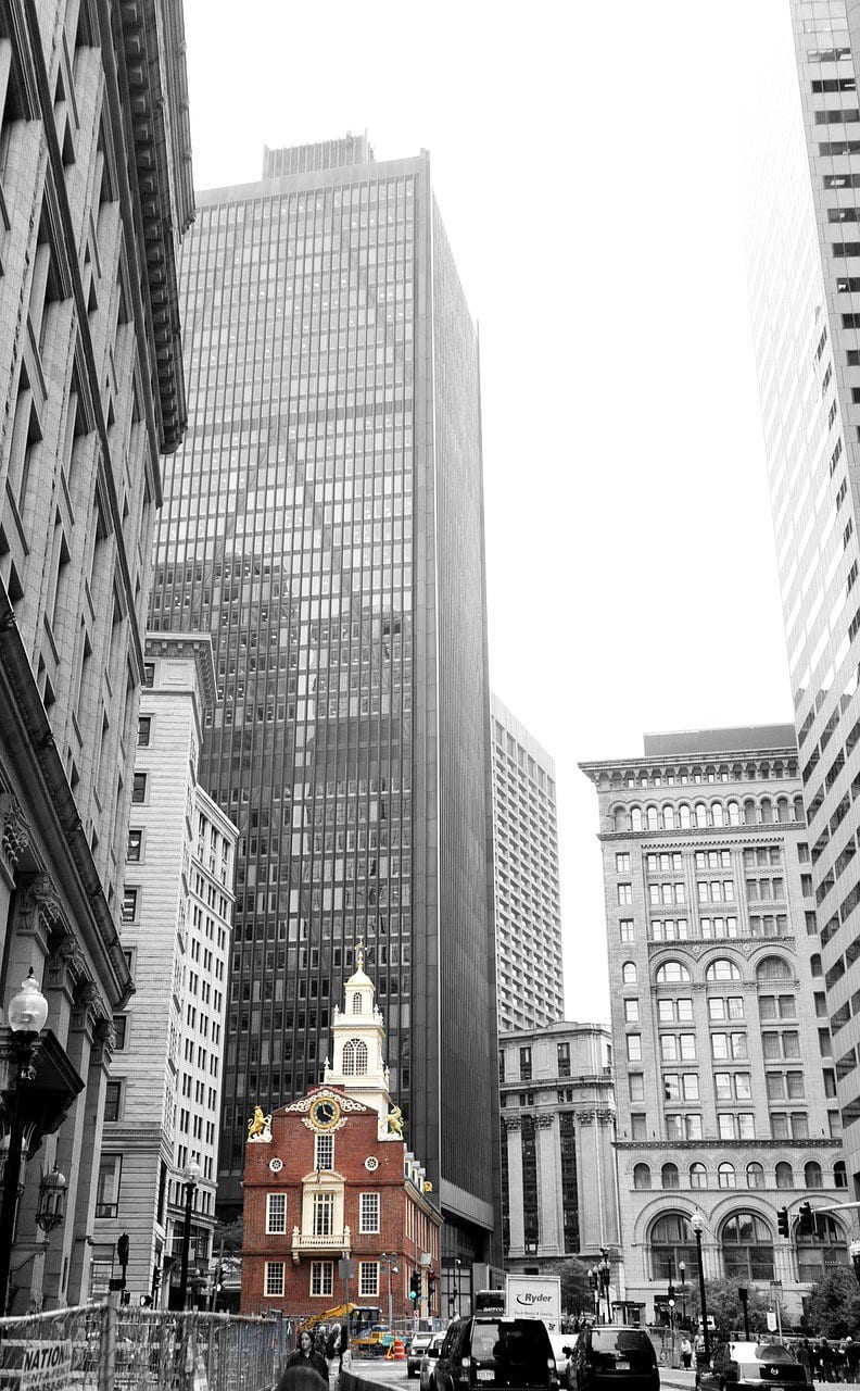 The Old State House in the shadow of Downtown skyscrapers