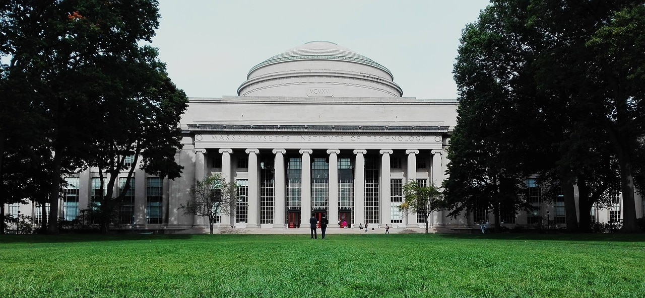 Neo-classical building at the MIT campus in Cambridge