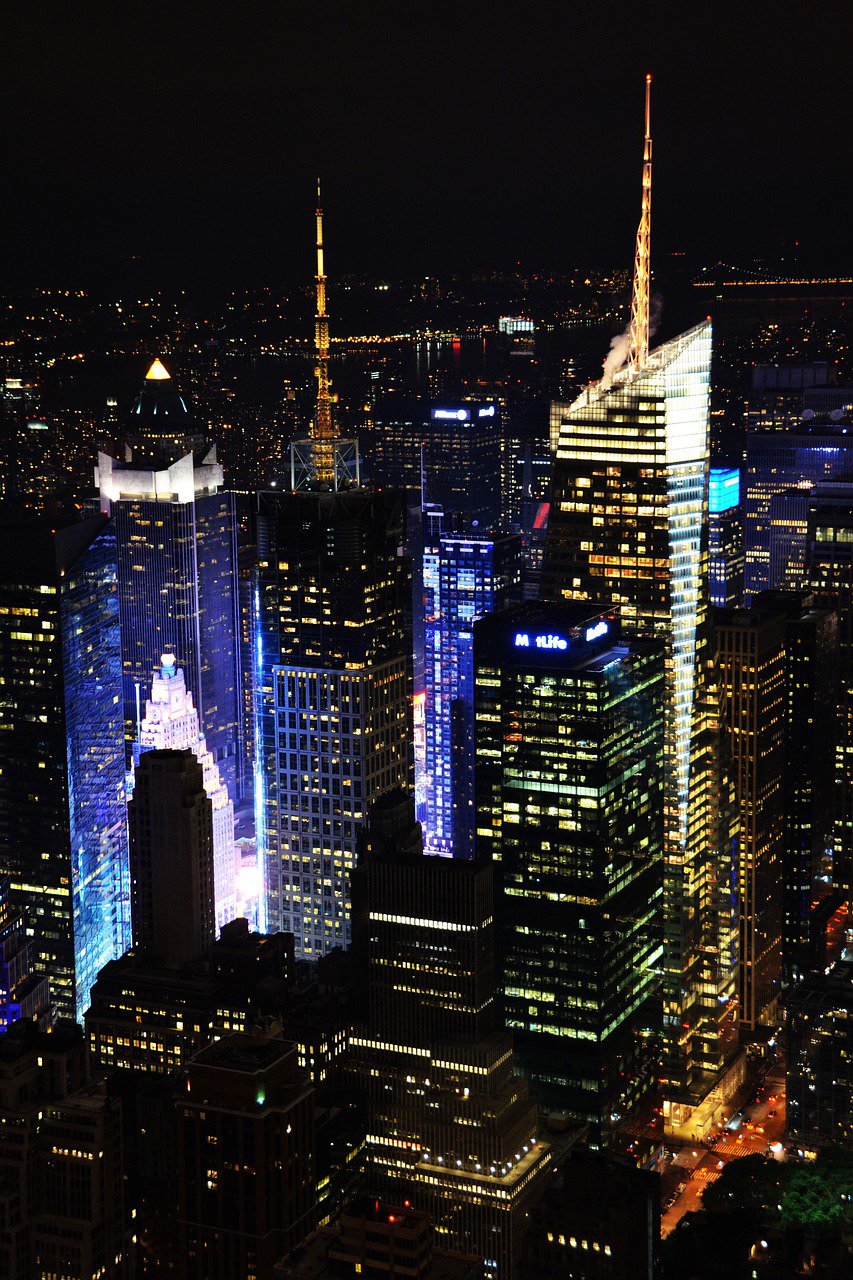 The skyscrapers around Times Square