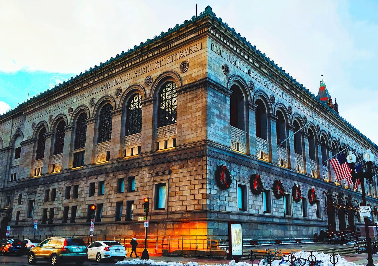 Front of the Boston Public Library building