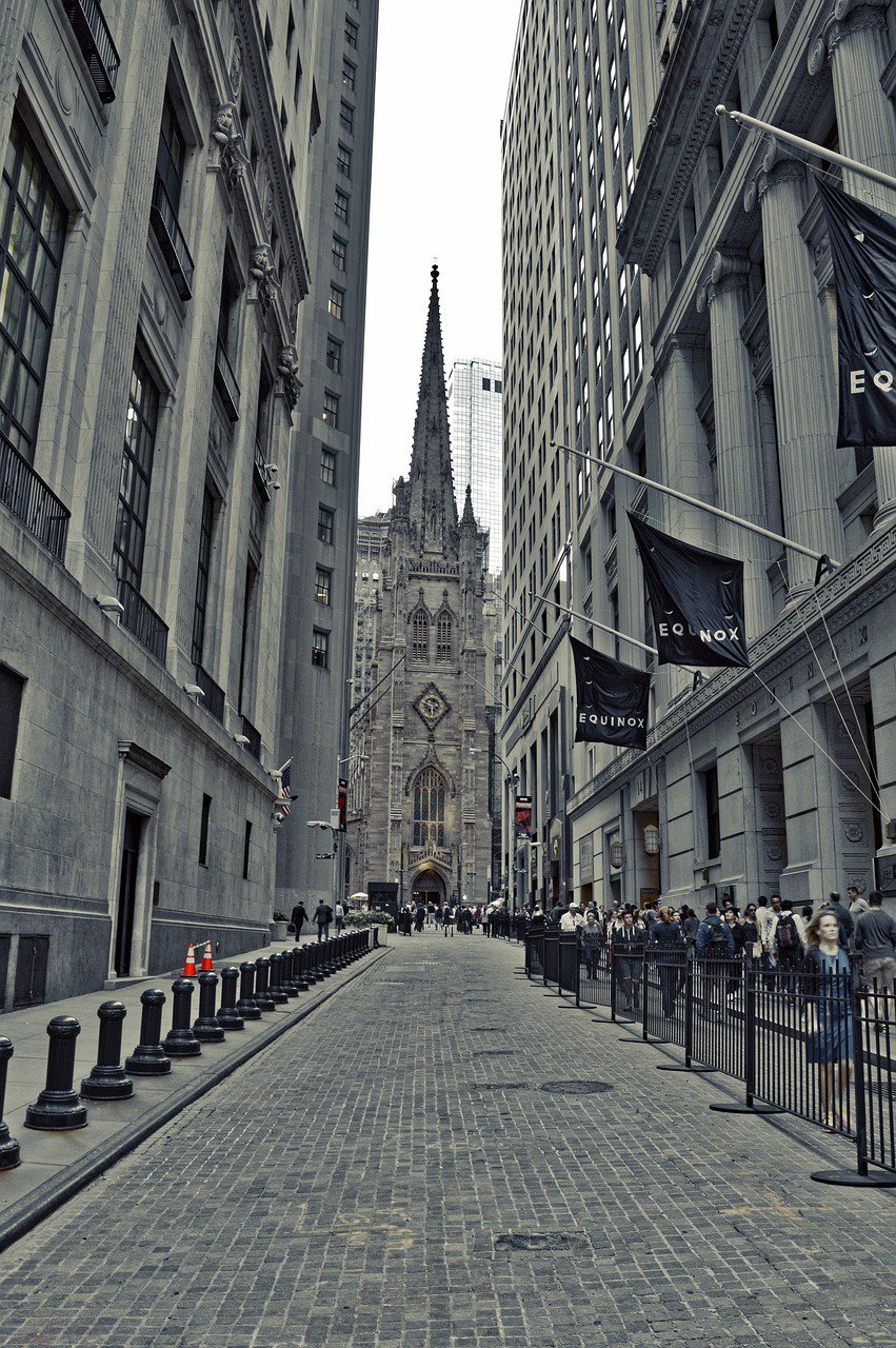 Trinity Church at the end of Wall Street