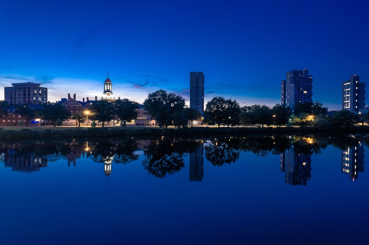View of Harvard Campus in Cambridge from the Charles River