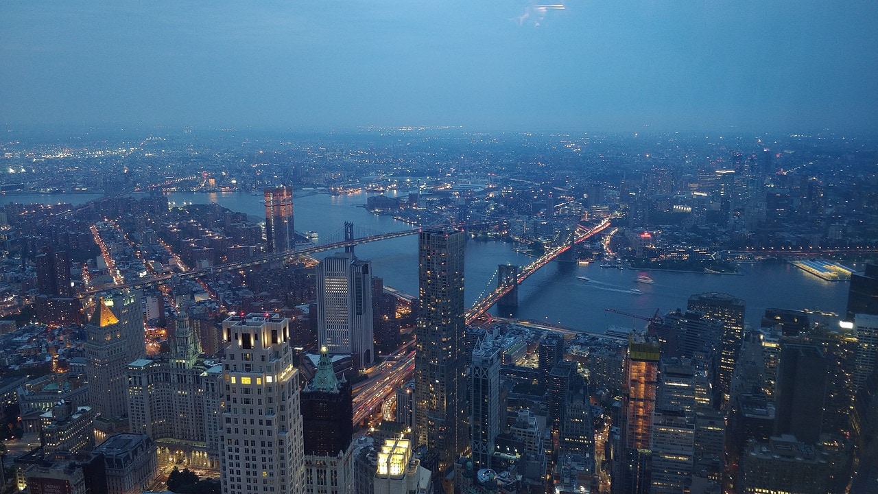 South Street Seaport and Two Bridges in South Manhattan
