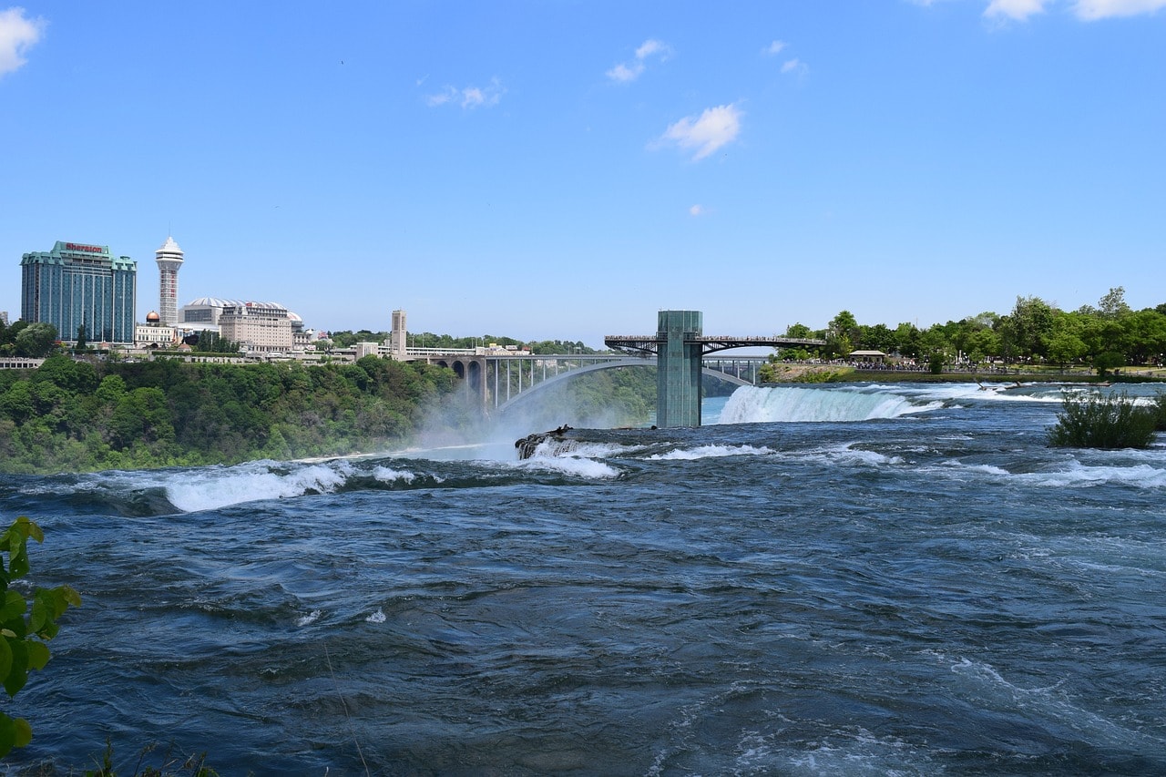 The observation deck from the American side in Niagara Falls