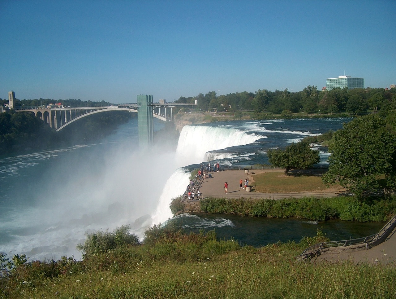 Goat Island and Rainbow Bridge in Niagara Falls