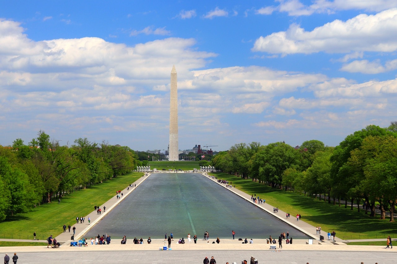 Washington Monument and the Reflecting Pool of the Lincoln Memorial