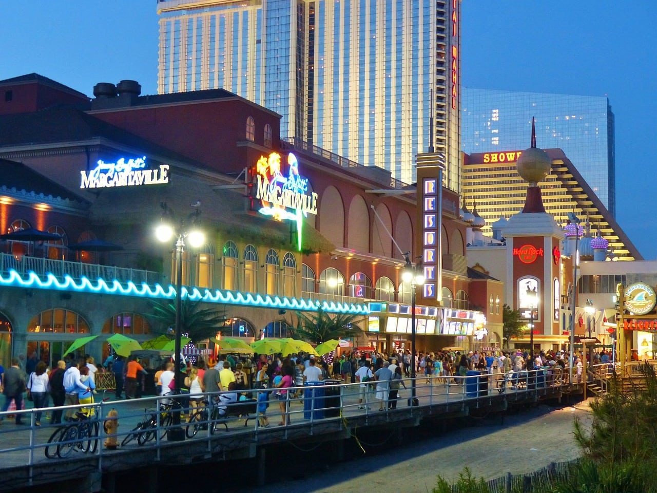 The Boardwalk in Atlantic City by evening