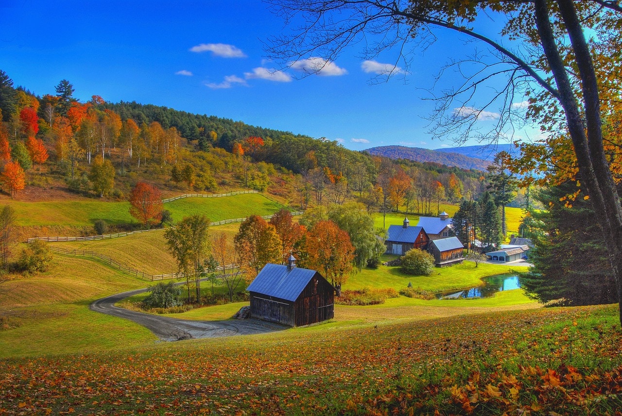 Autumn foliage in Vermont's countryside