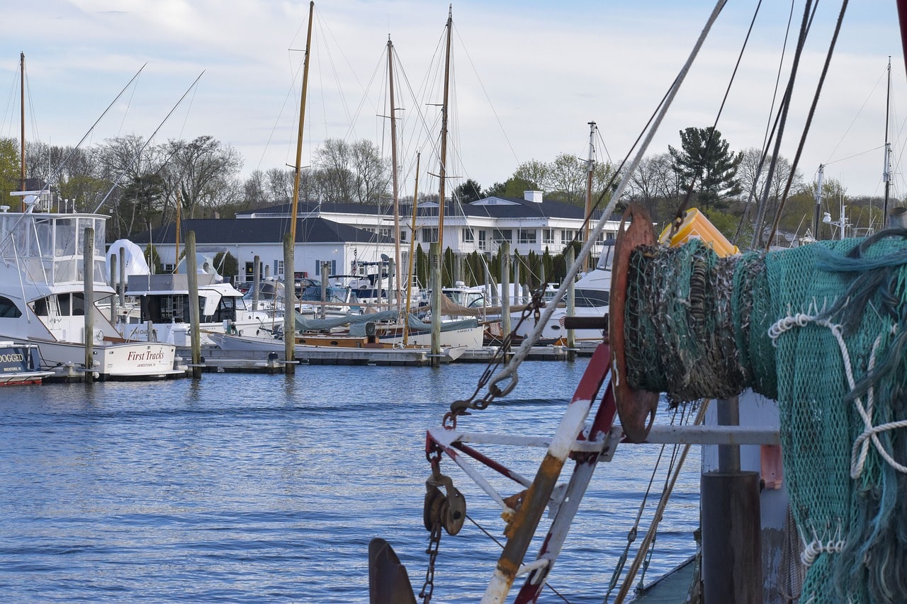 Boats at Wickford Village Harbor Rhode Island