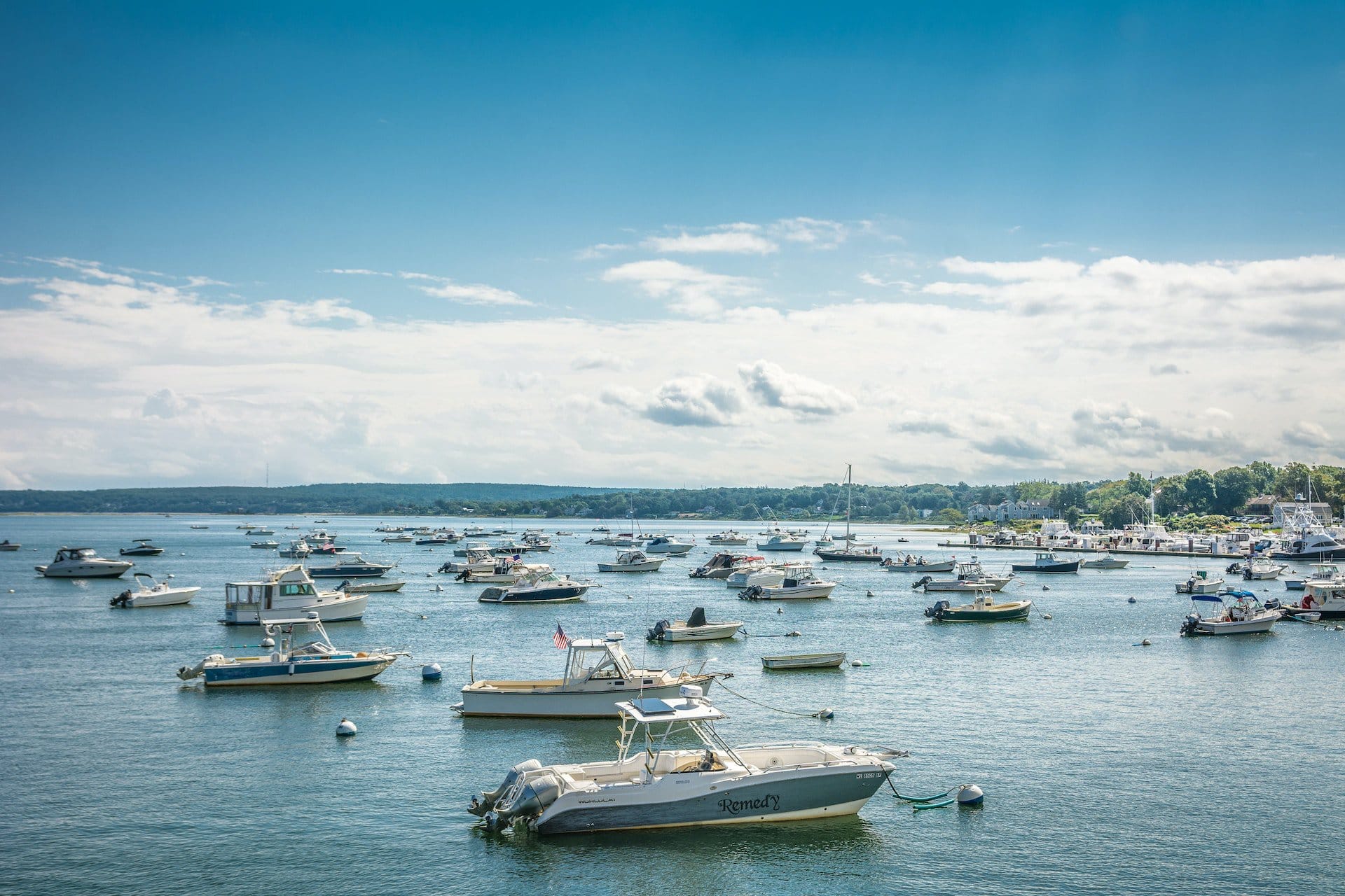Fishing boats outside Plymouth Harbor, Massachusetts
