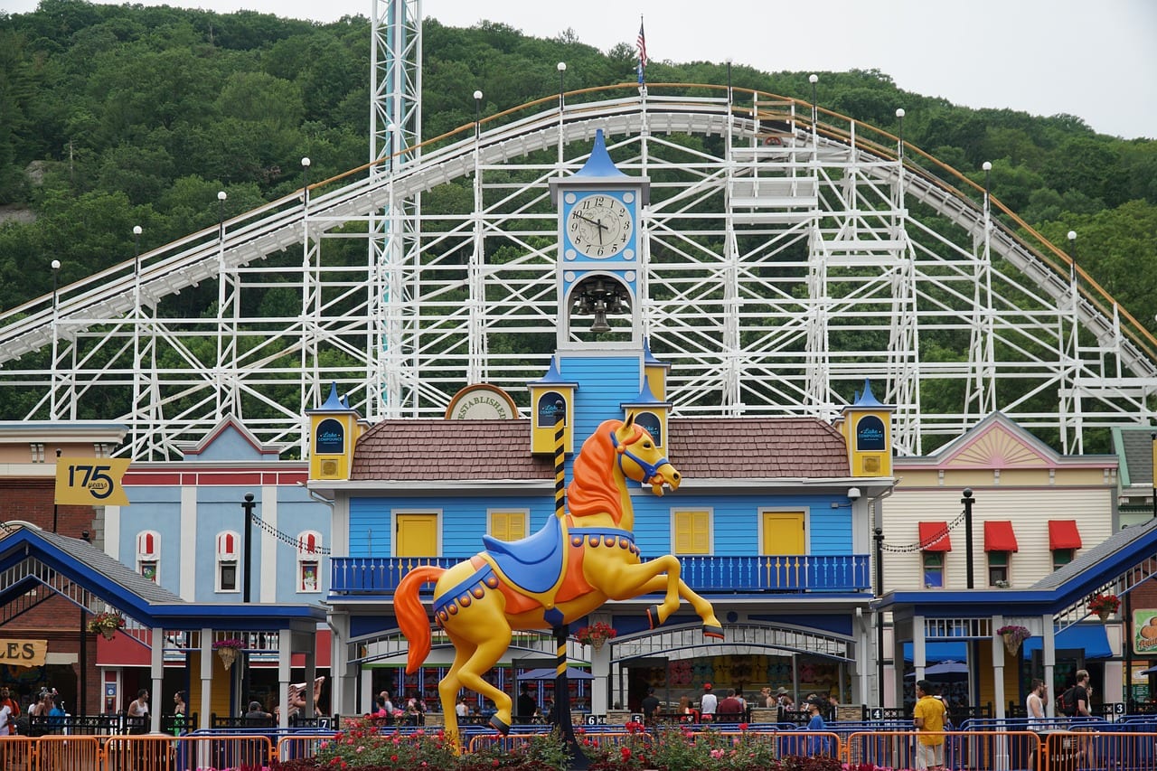 Roller coaster at an amusement park in Bristol, Connecticut