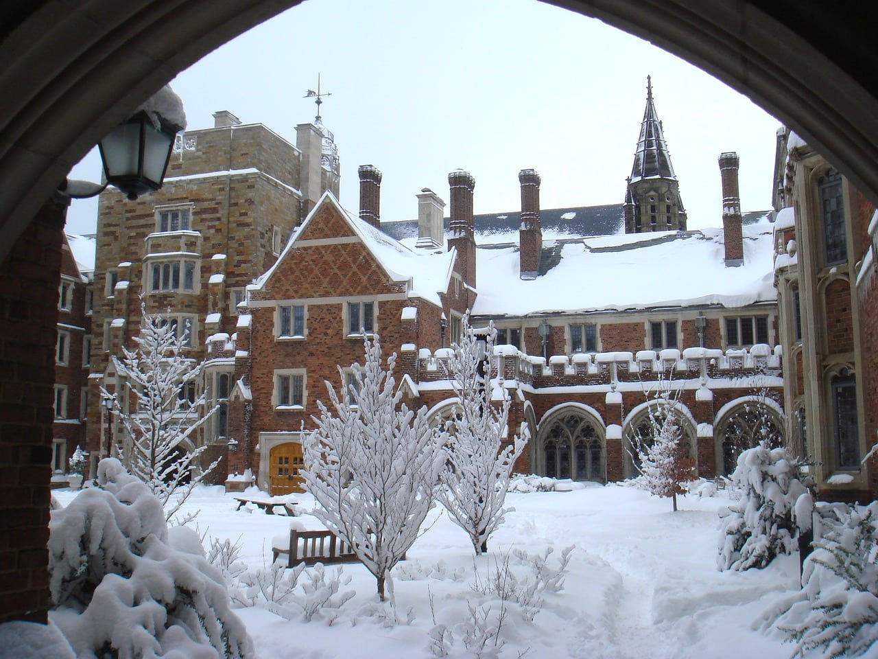 Snow at Yale University Campus in New Haven, Connecticut