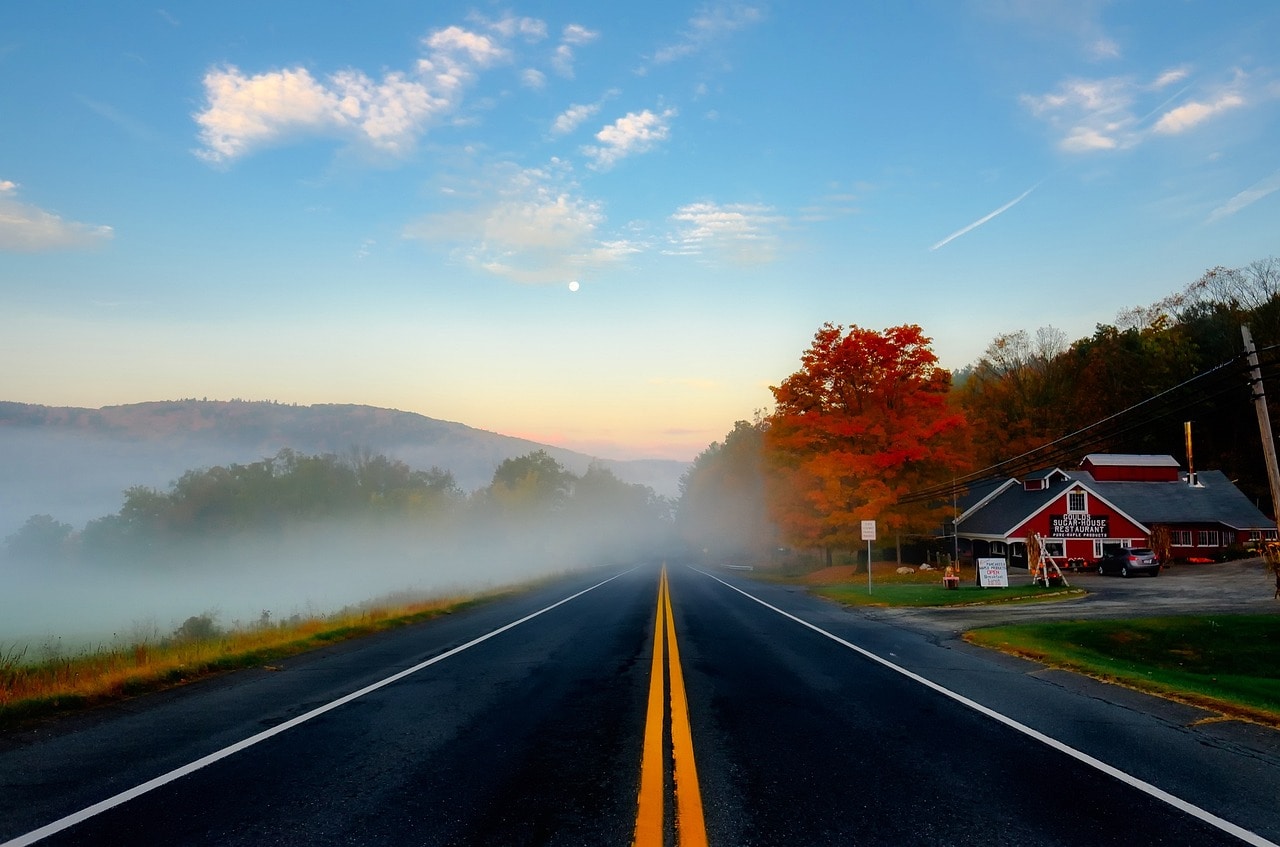 Autumn foliage and mist in Western Massachusetts