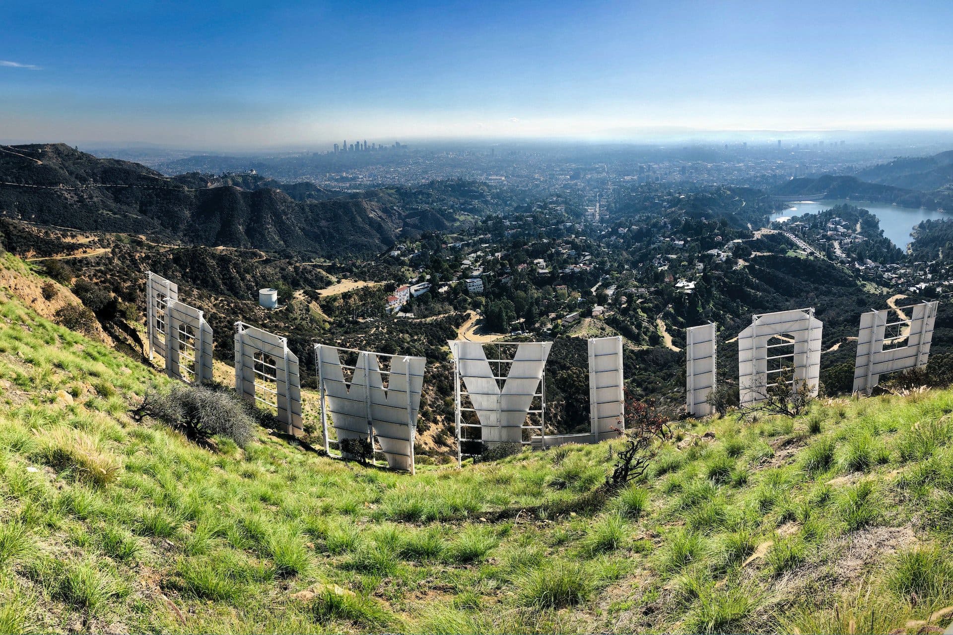 The Hollywood Sign from Mount Lee in Los Angeles