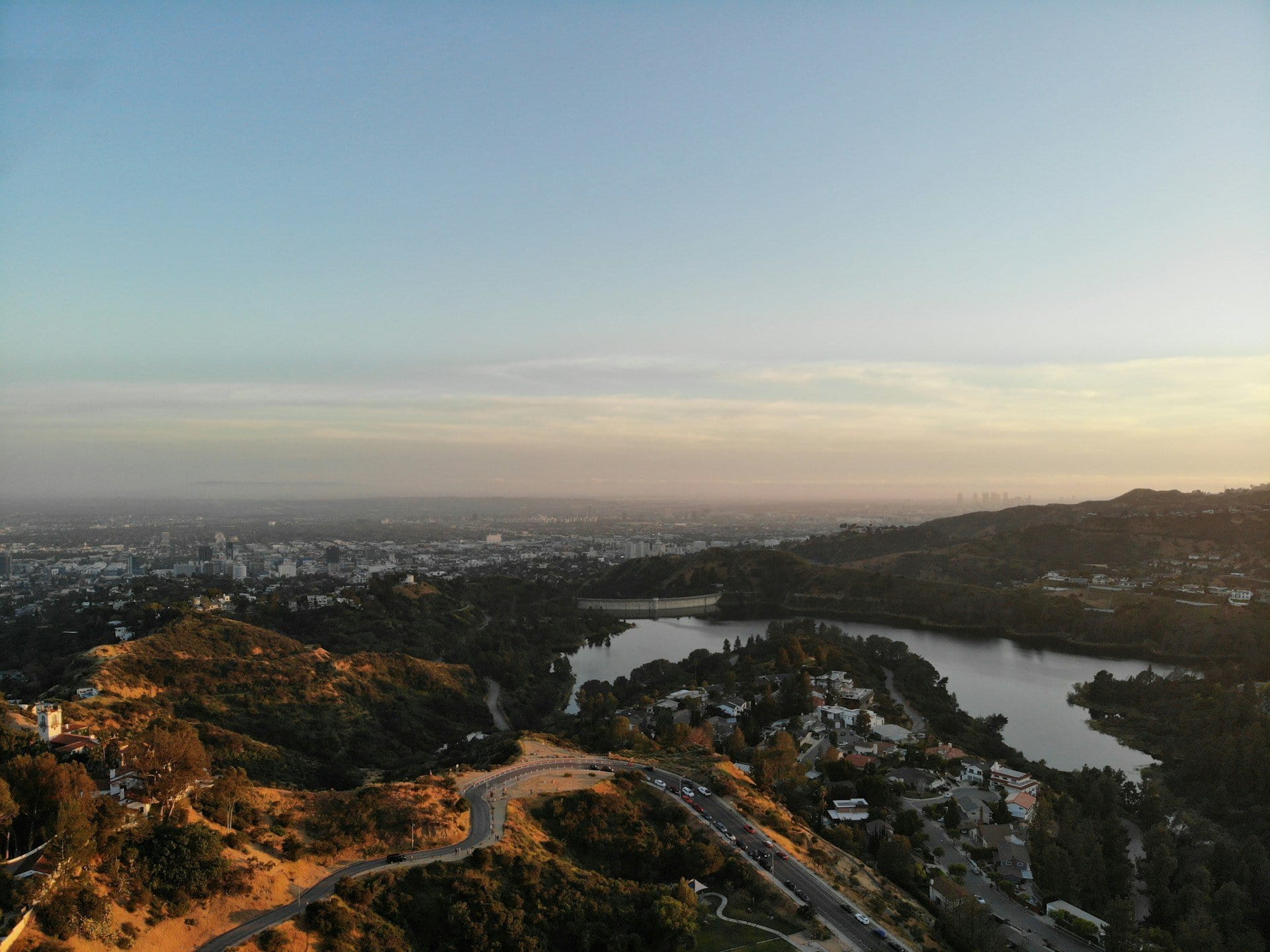 The view from Mulholland Highway on the Santa Monica Mountains ridge