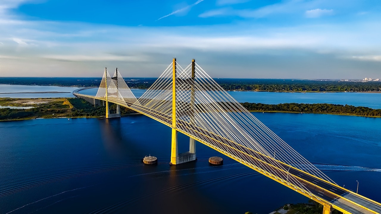 Dames Point Bridge east of Downtown Jacksonville