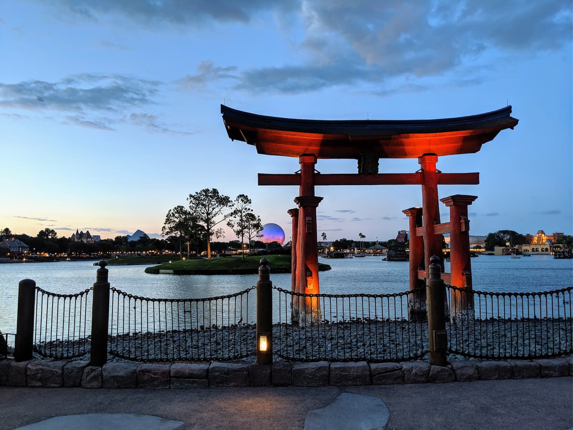 The lagoon at the heart of Epcot Park, Florida