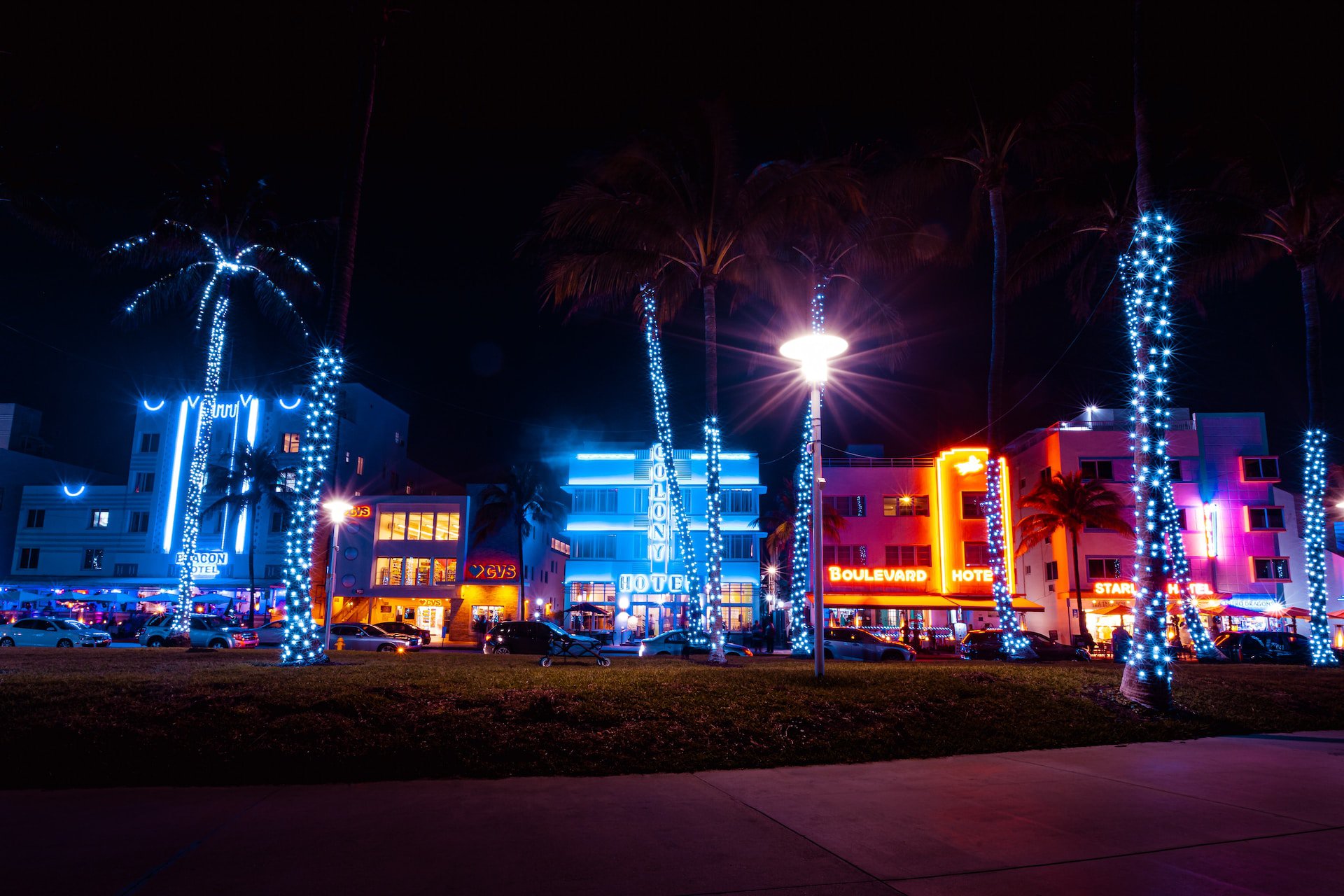 Ocean Drive in Miami Beach at Night