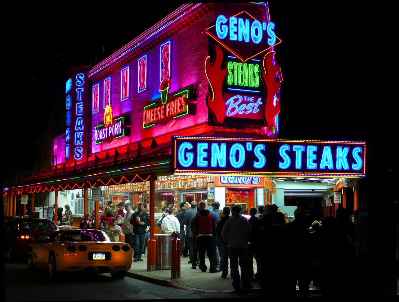 Line for Philadelphia cheesesteak