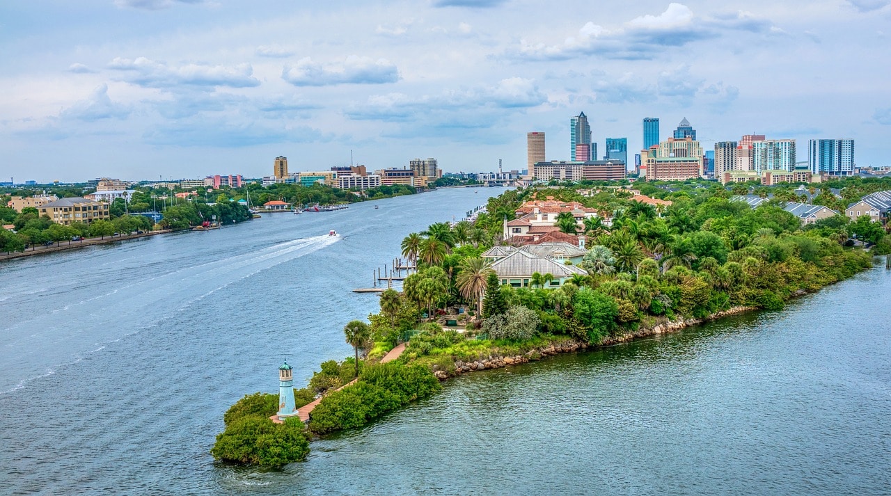 Hillsborough River Mouth and Downtown Tampa