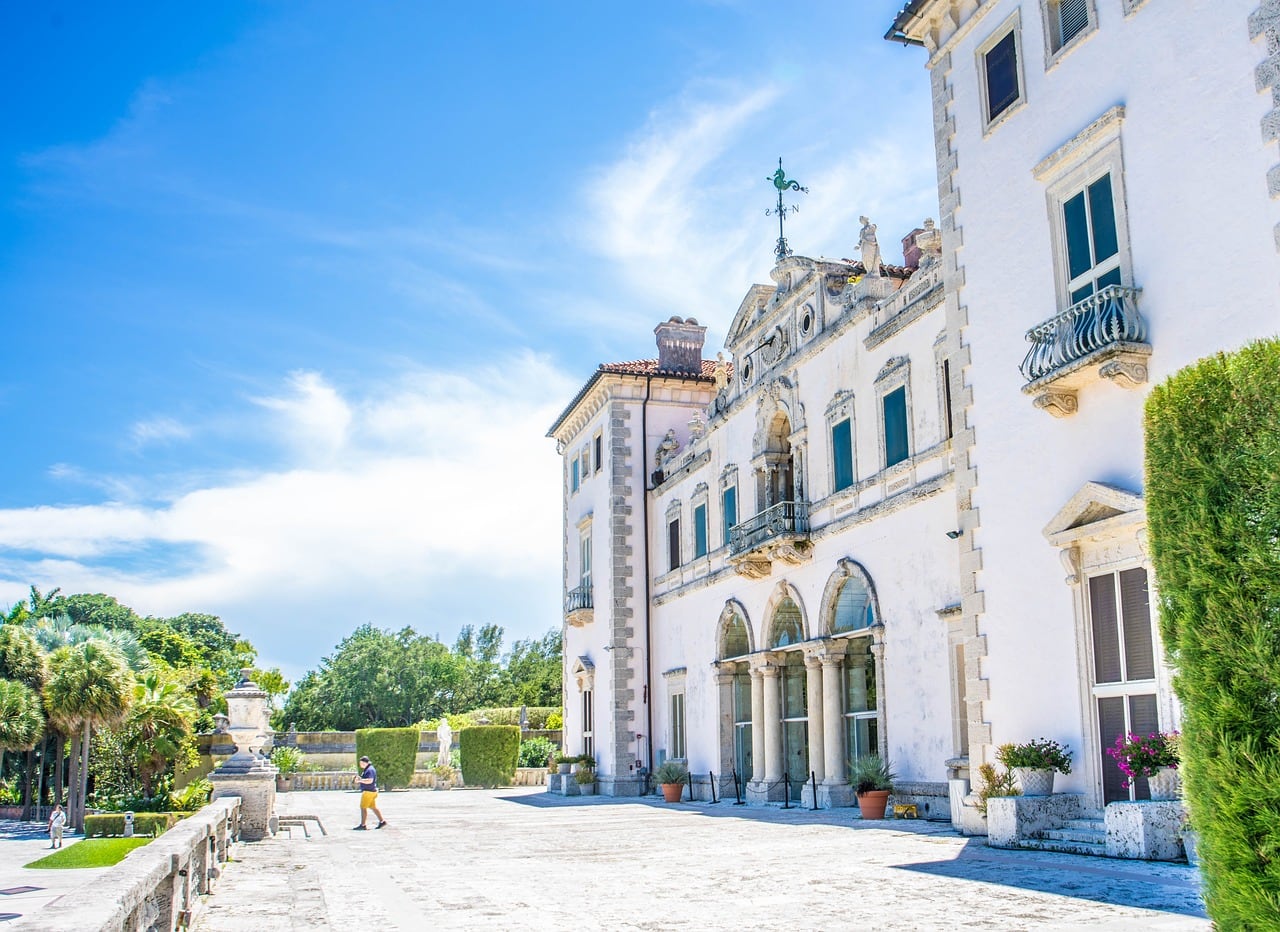 Facade of Vizcaya Villa in Miami