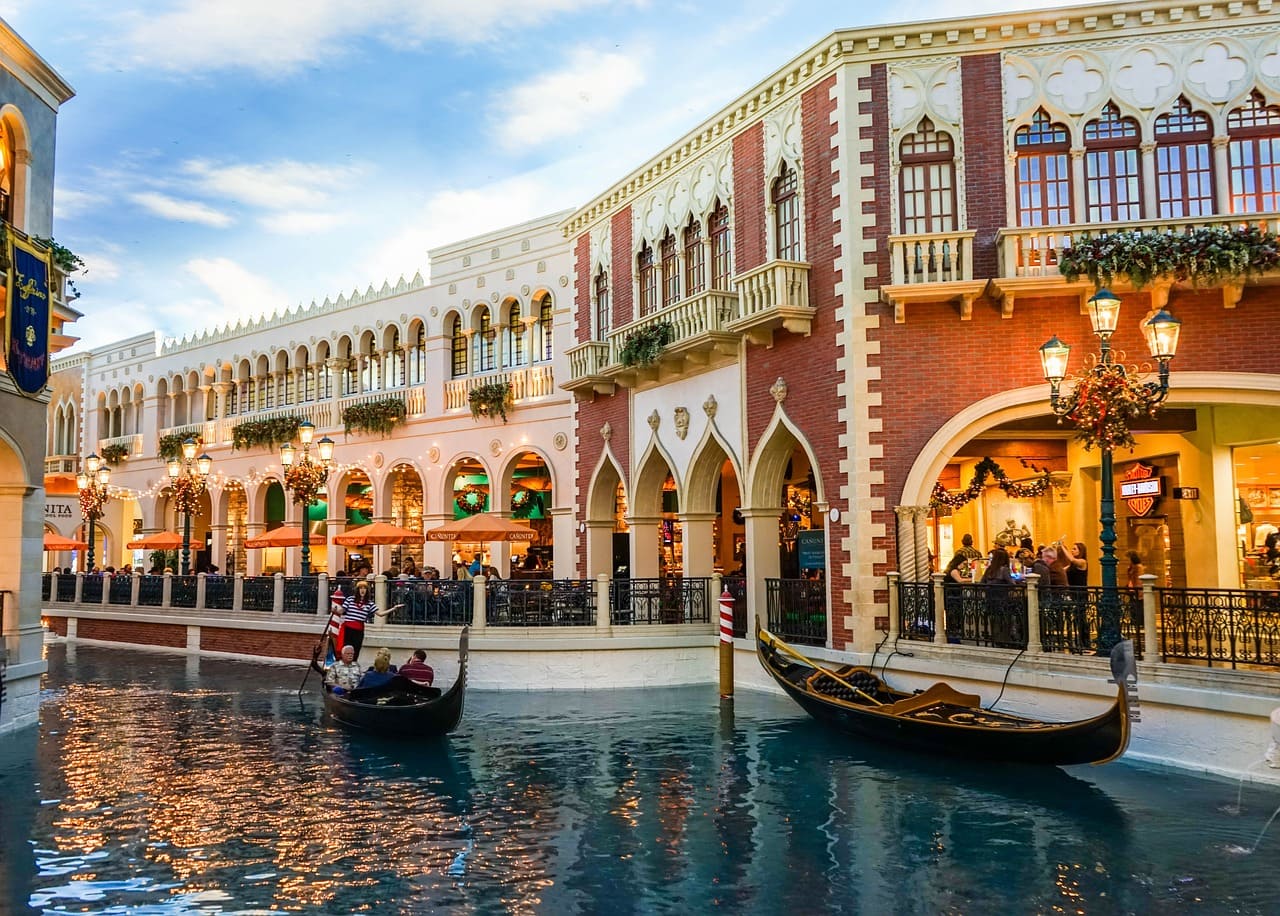 Gondolas on the Venetian Canals in Las Vegas