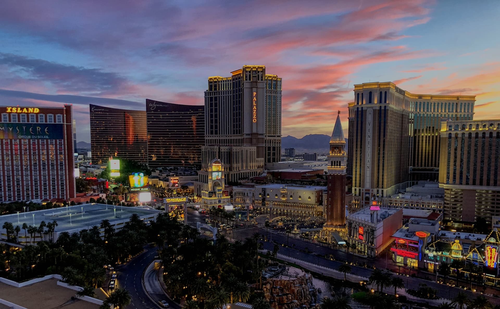 The Venetian and Palazzo in the heart of the Vegas Strip
