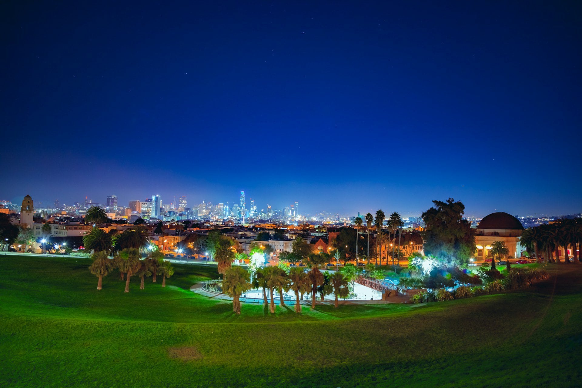 Dolores Park at night, Mission District, San Francisco