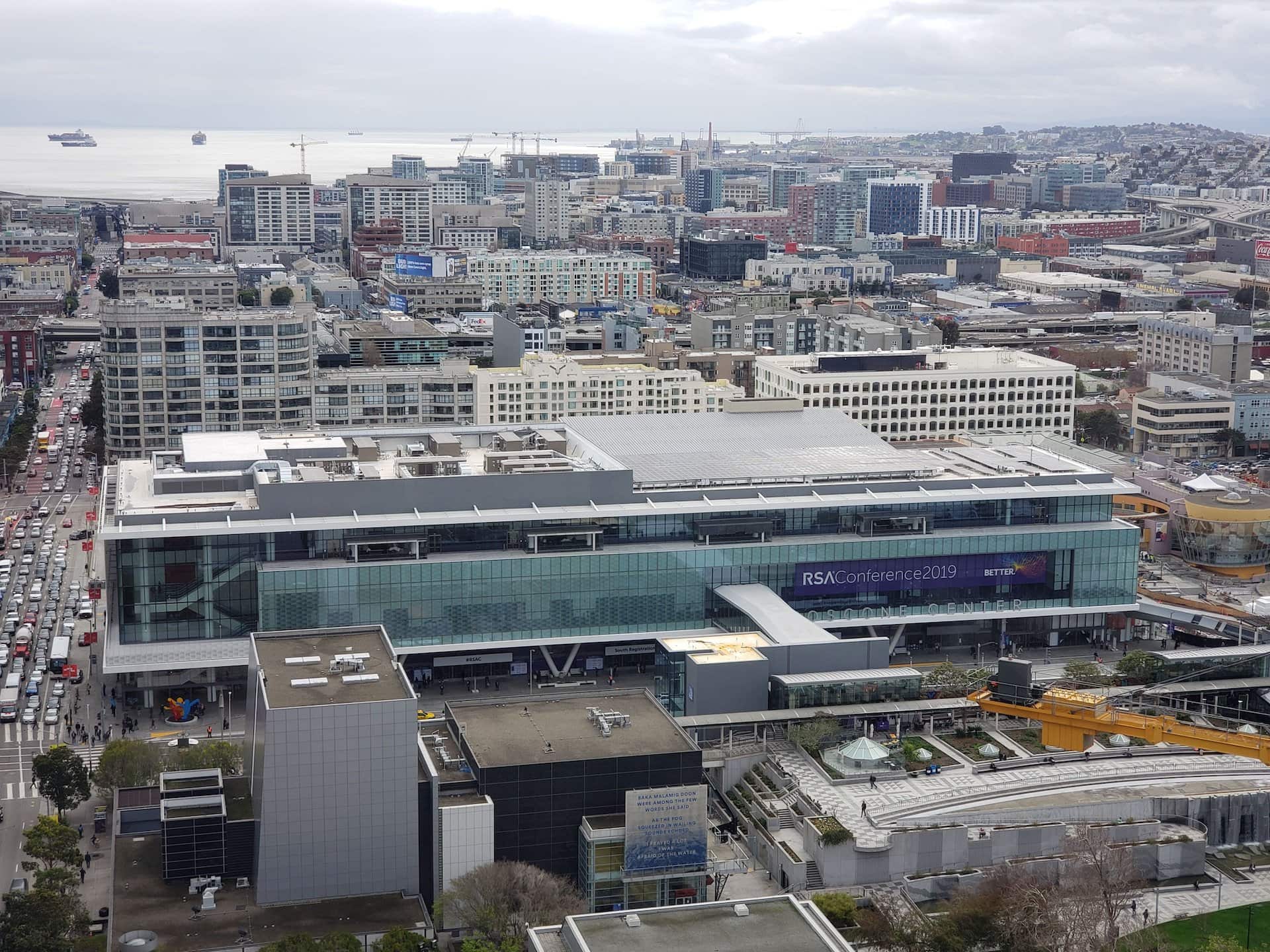 The Moscone Center and the SoMa skyline in San Francisco