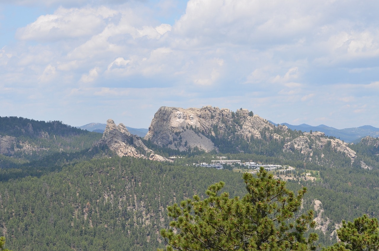 The lush forests of the Black Hills and Mount Rushmore in South Dakota