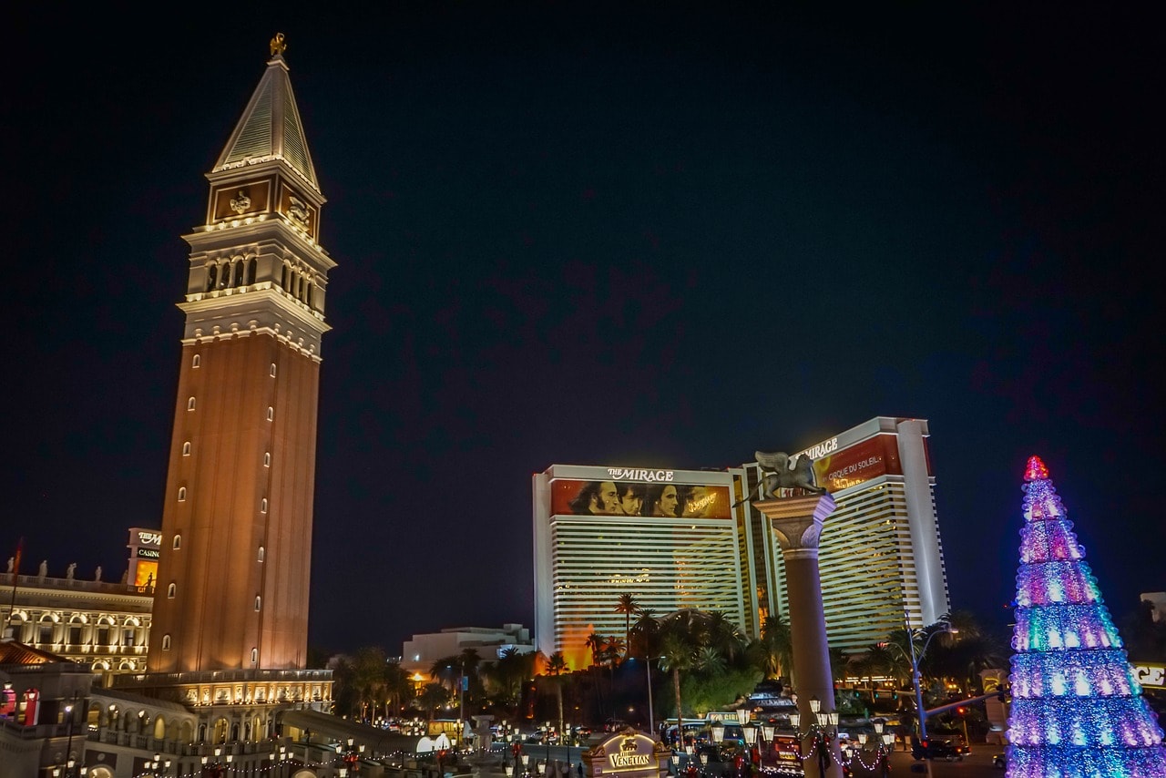 St. Mark's Campanile and The Mirage Hotel in Las Vegas