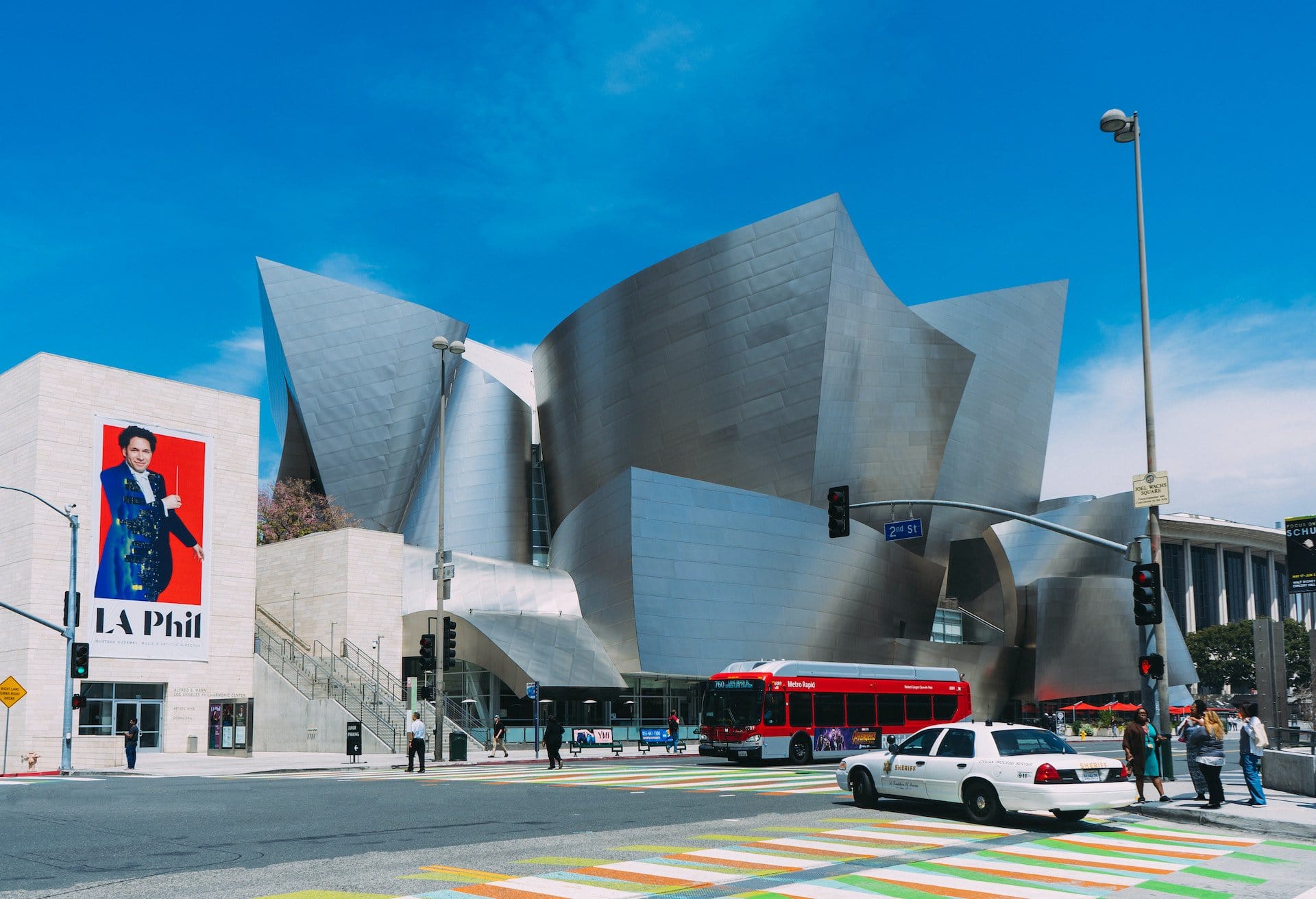 Walt Disney Concert Hall on Grand Avenue in Downtown Los Angeles