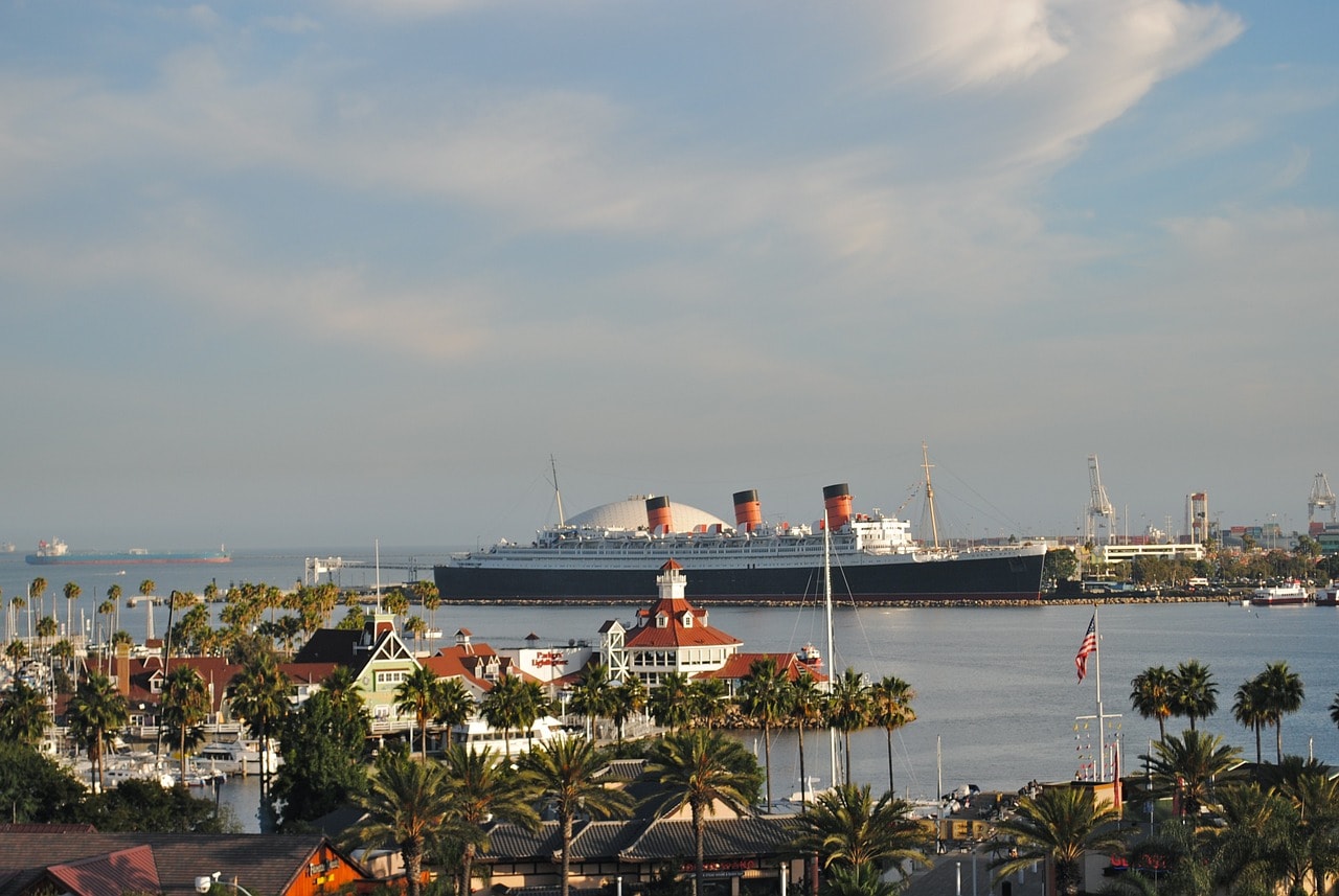 The Queen Mary at Long Beach Harbor