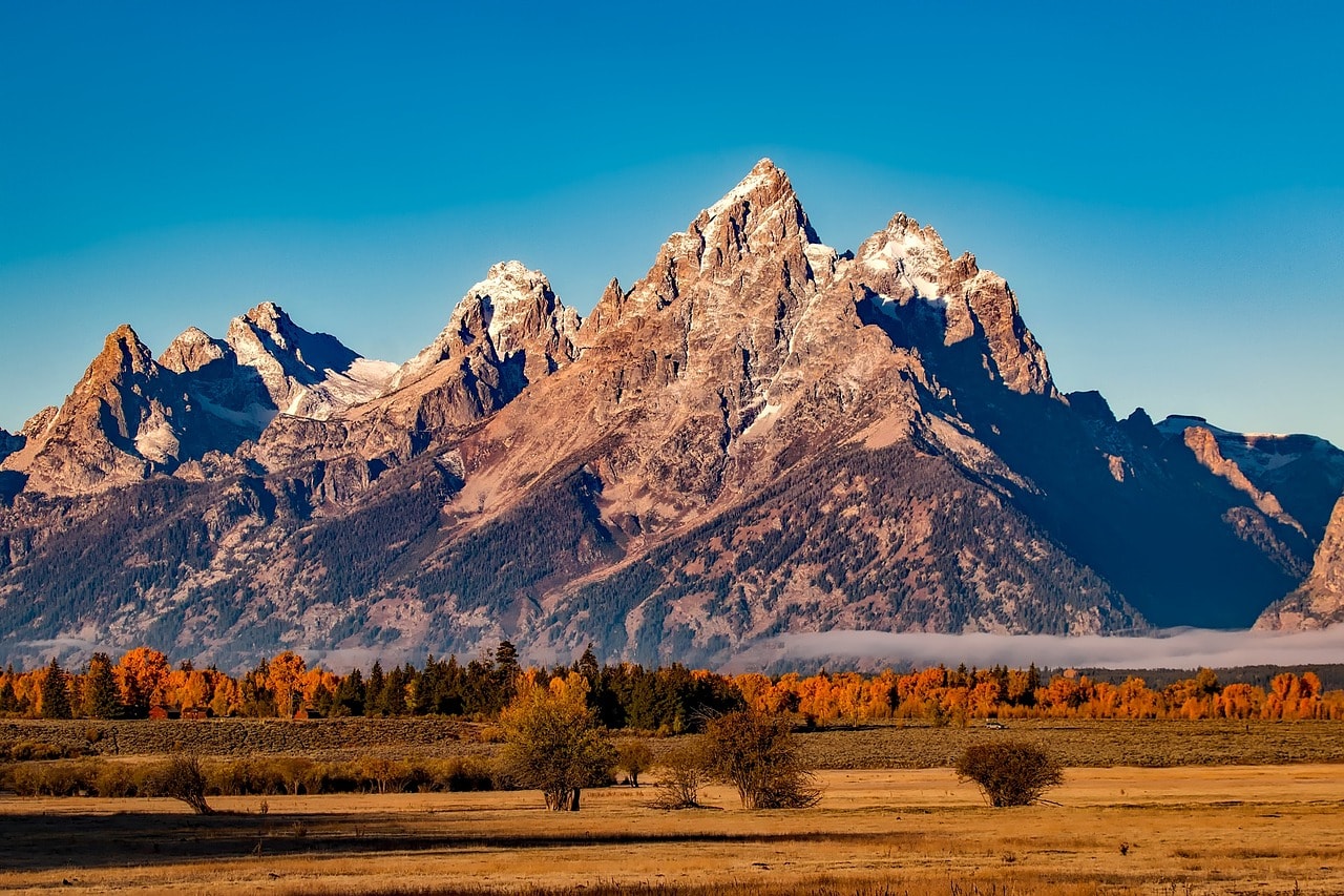 The Grand Teton viewed from Jackson Hole Valley in Autumn