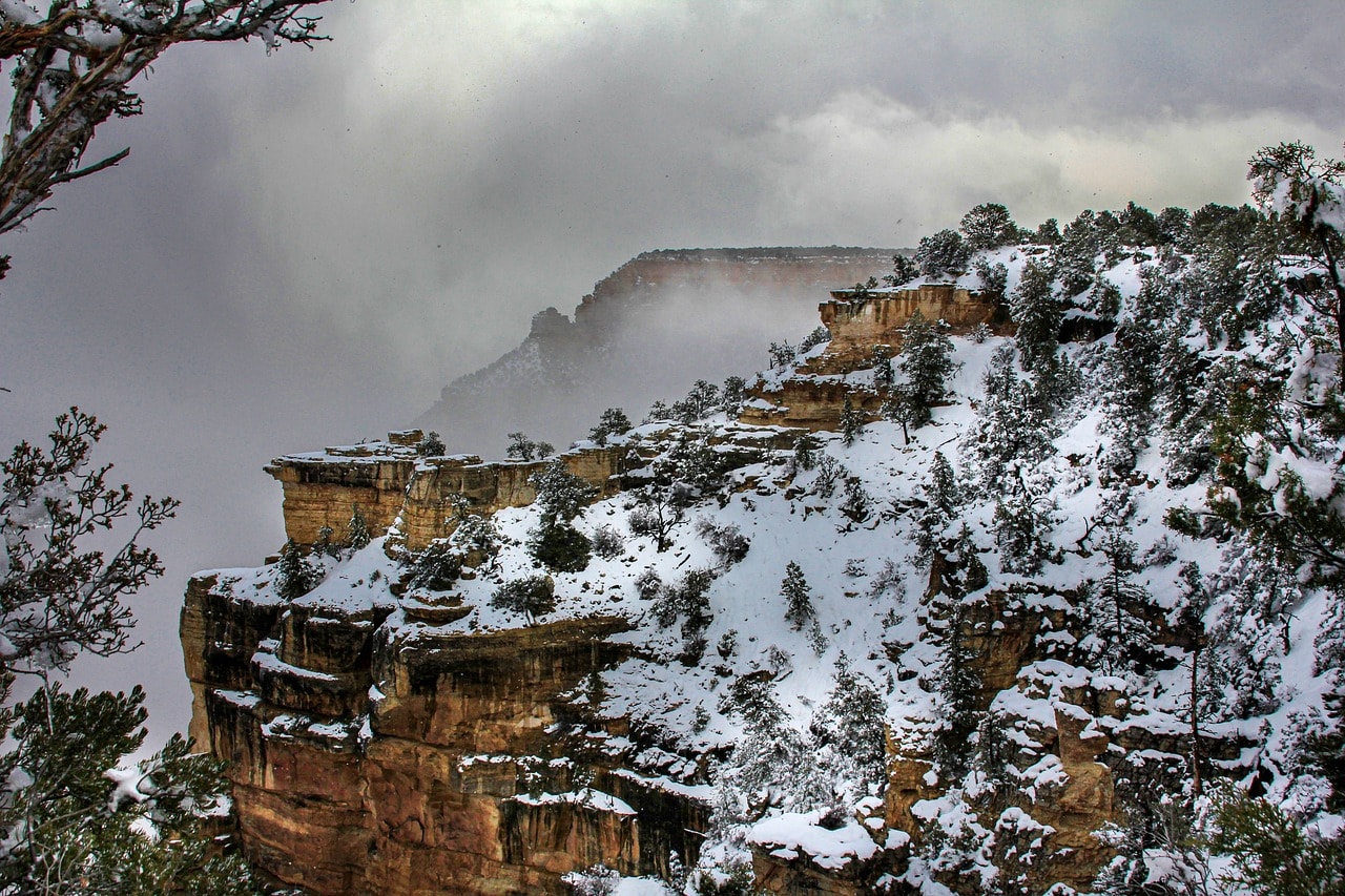 Rim Rock in the Snow at Grand Canyon National Park