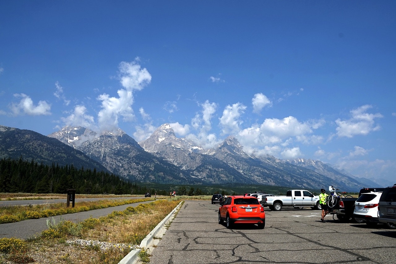 Parking by Highway 191 in the Heart of Grand Teton National Park