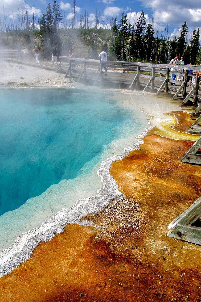 Boardwalk on a Geyser in Yellowstone Park