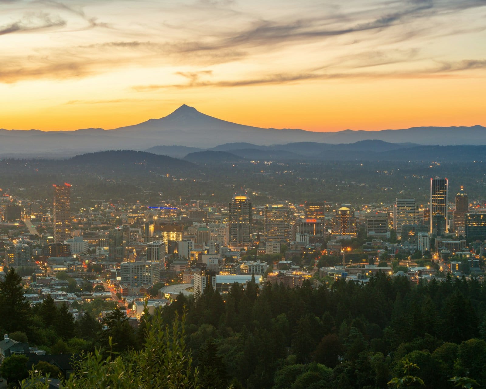 Portland and Mount Hood viewed from Pittock Mansion