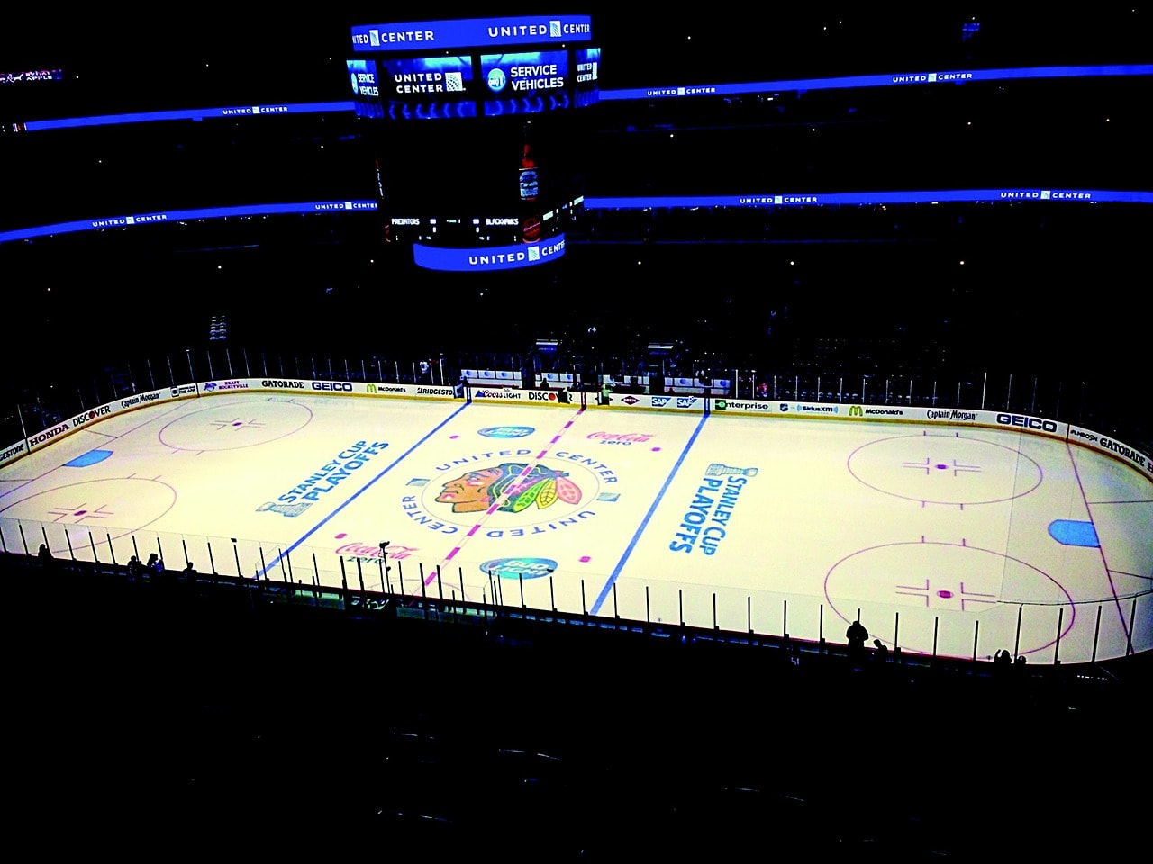 A Blackhawks game at the United Center in Chicago