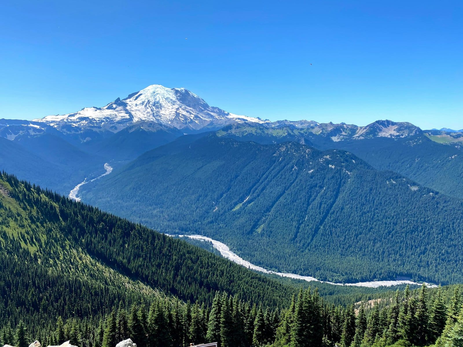 The view of Mount Rainier from Crystal Mountain Ski Resort near Sunrise