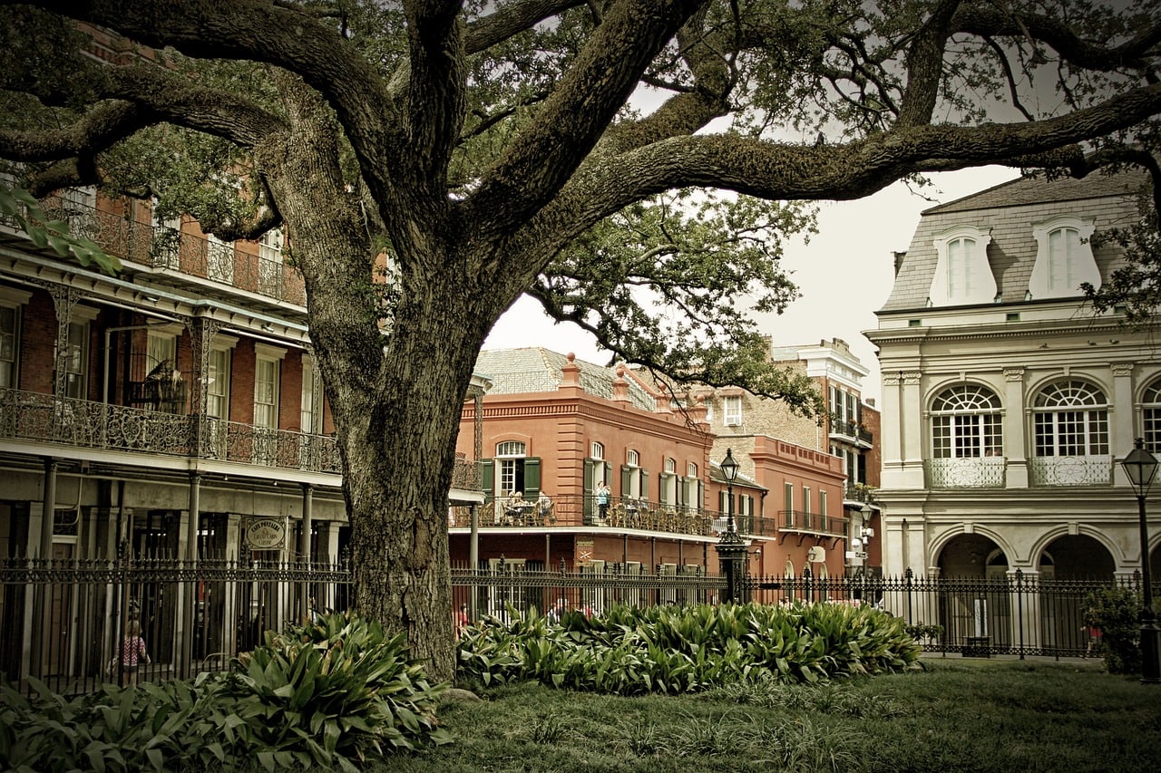 The Pontalba Building viewed from Jackson Square in New Orleans