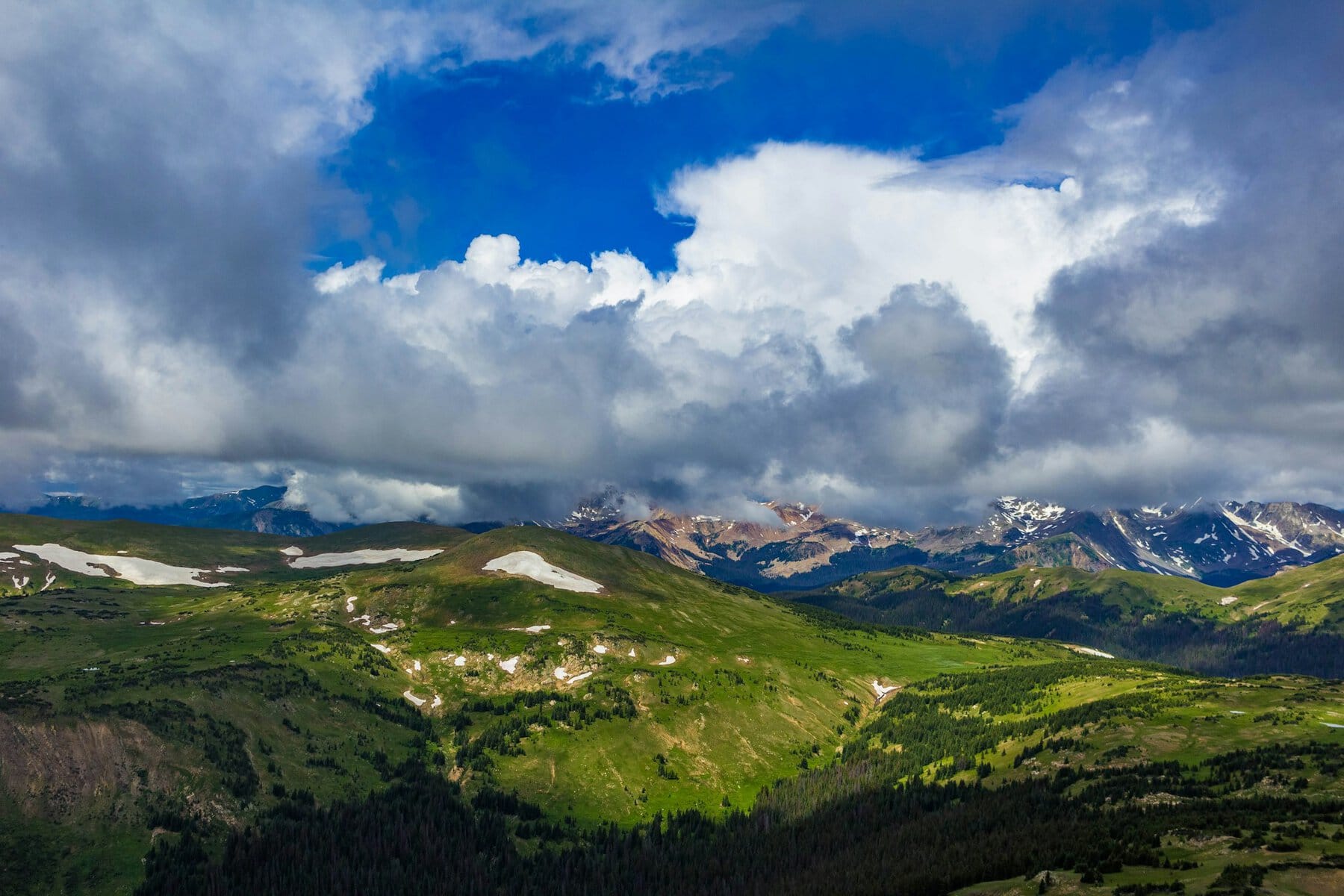 The view from Ridge Trail Road Summit in Rocky Mountain National Park