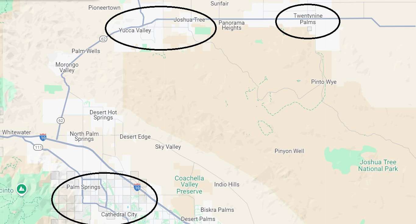 Lodging in Joshua Tree National Park (Source: Google Maps)