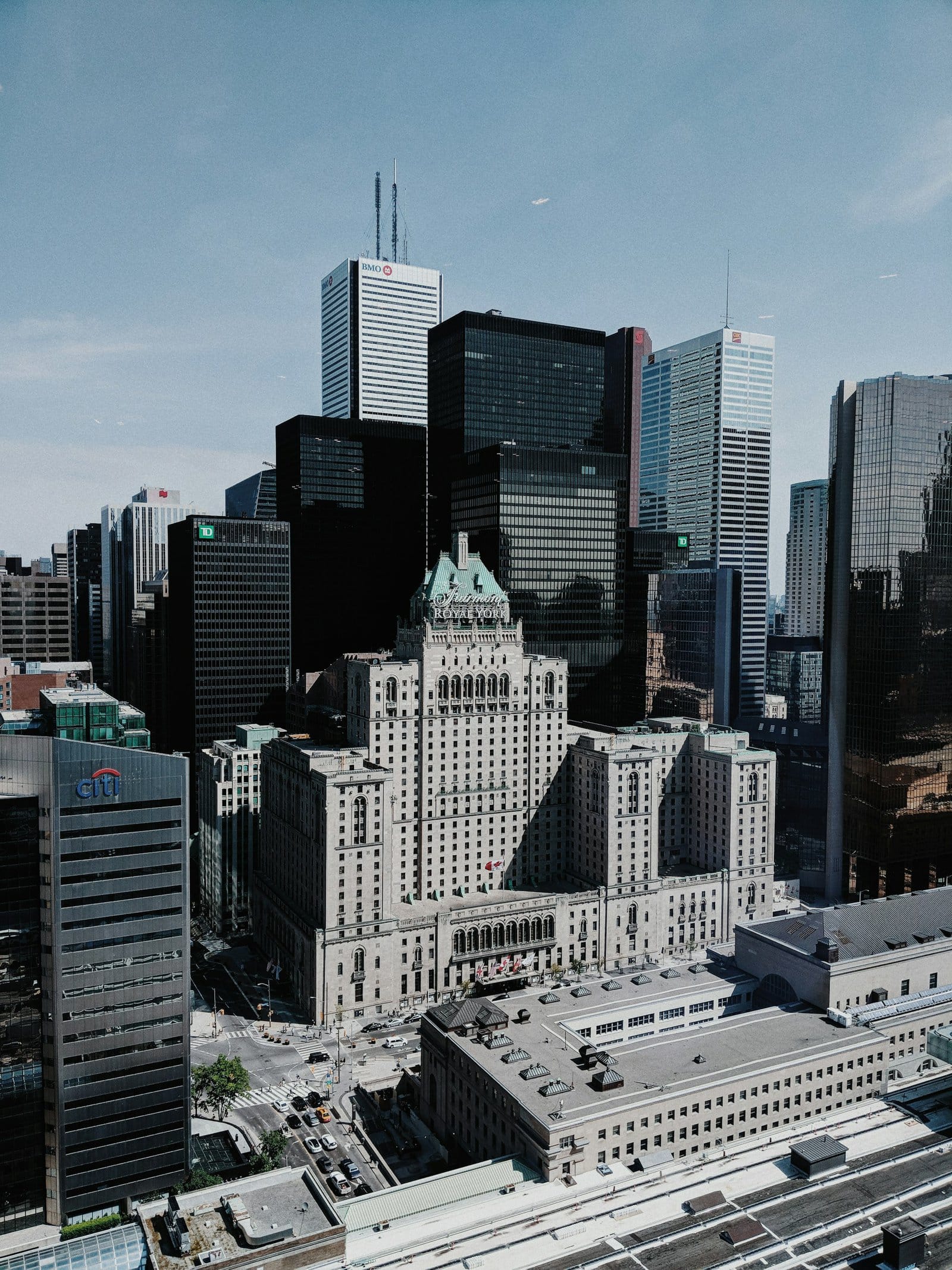 The historic Fairmont Royal York Hotel in Old Town Toronto