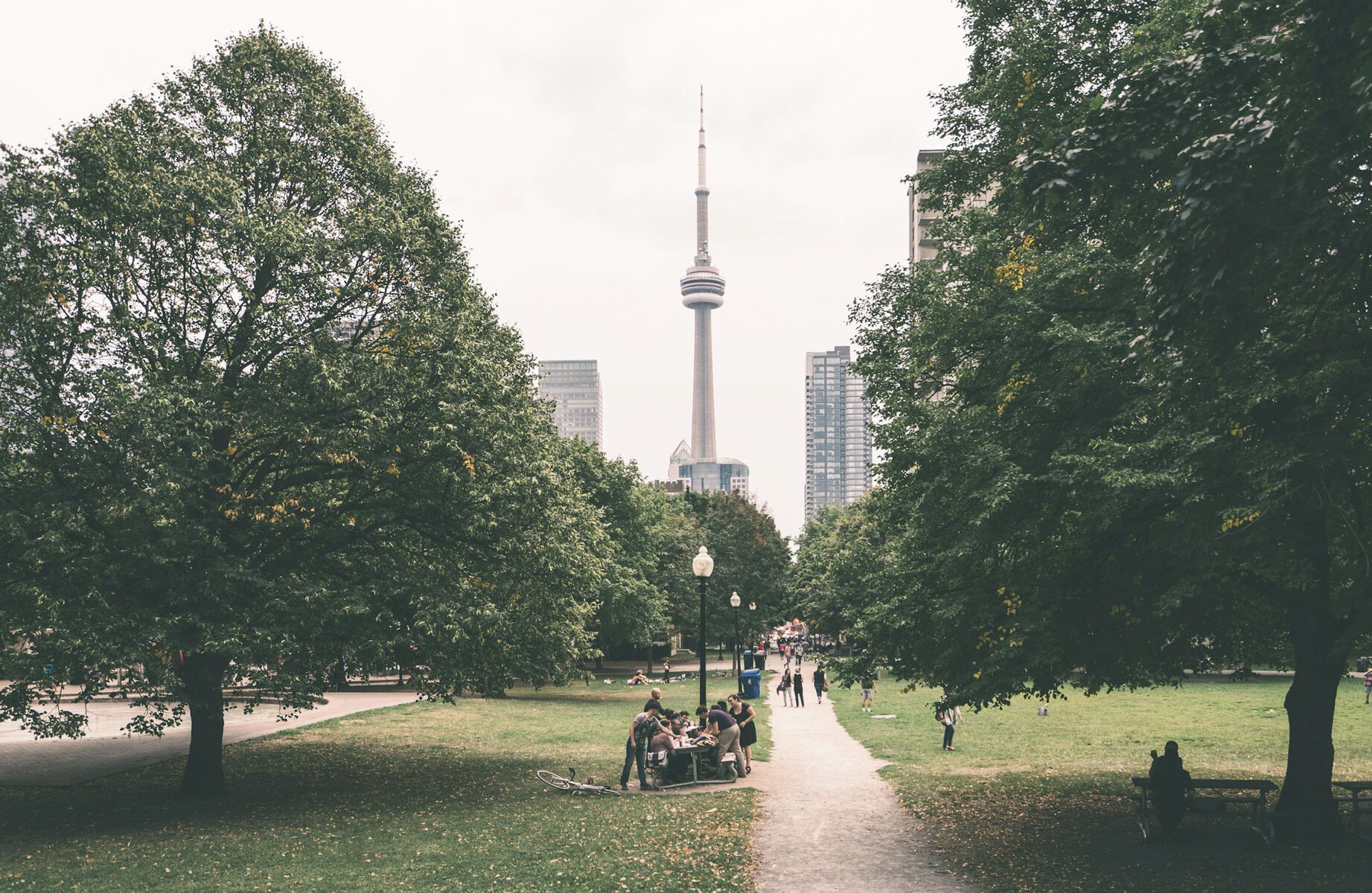 The CN Tower from Grange Park in Toronto
