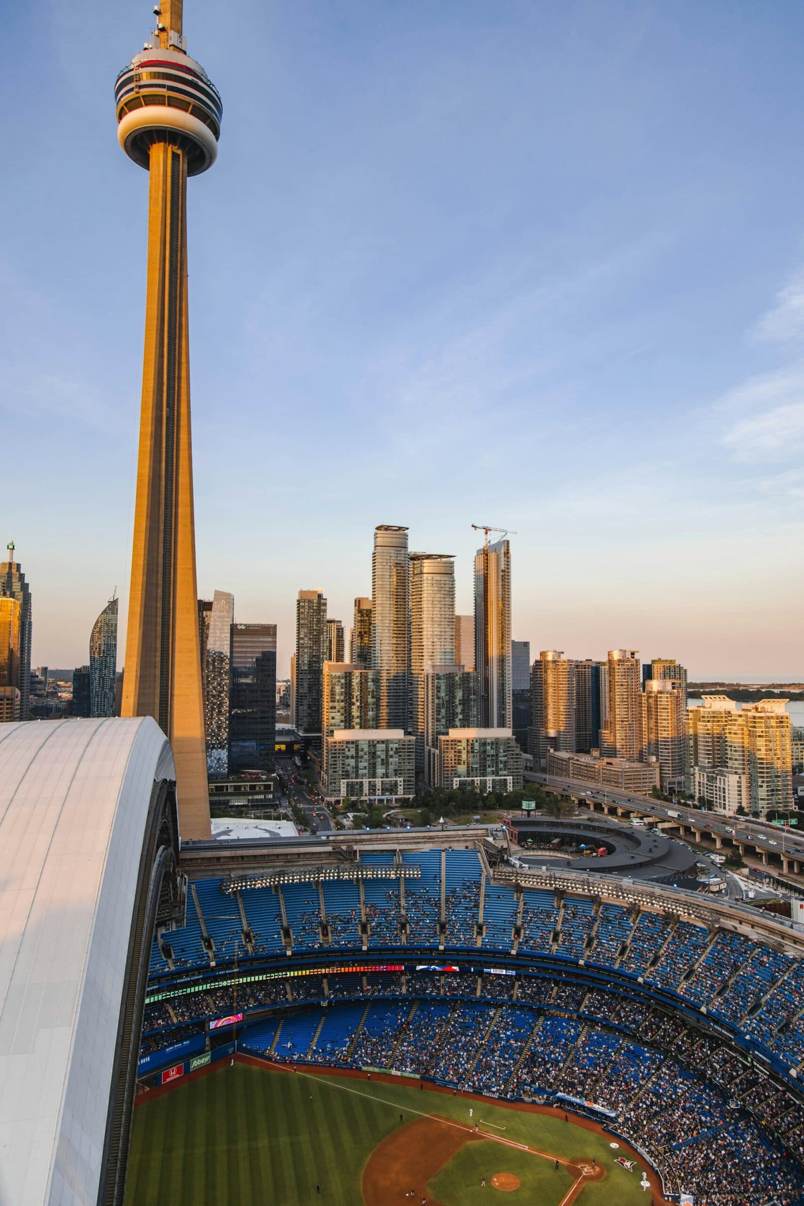 Toronto Blue Jays game at Rogers Stadium near the CN Tower