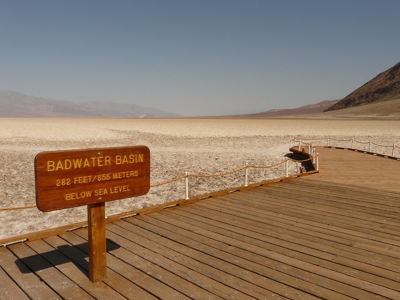 Boardwalk path on Badwater Basin, America's lowest point