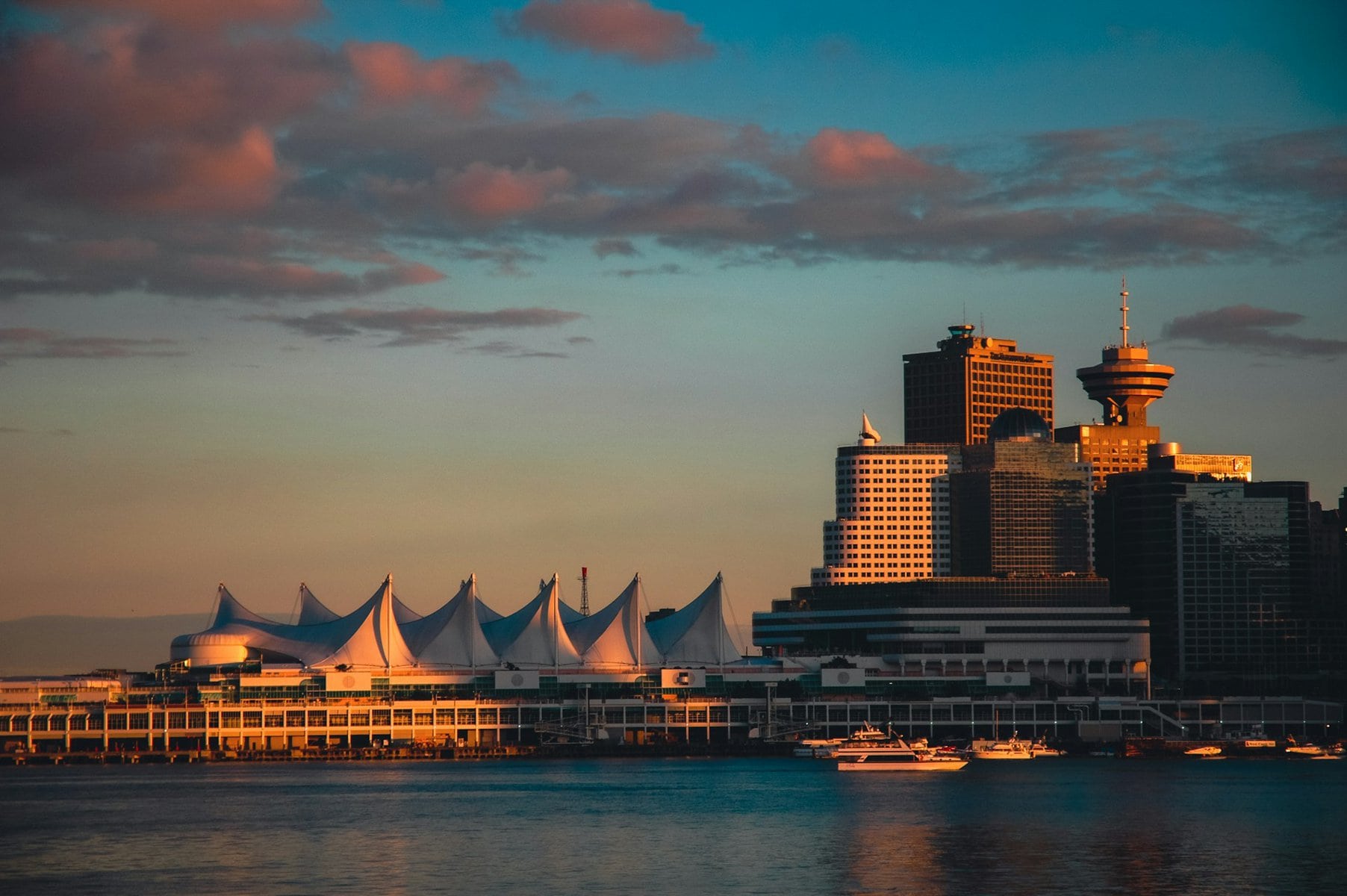 Canada Place and Vancouver Lookout in the Harbor