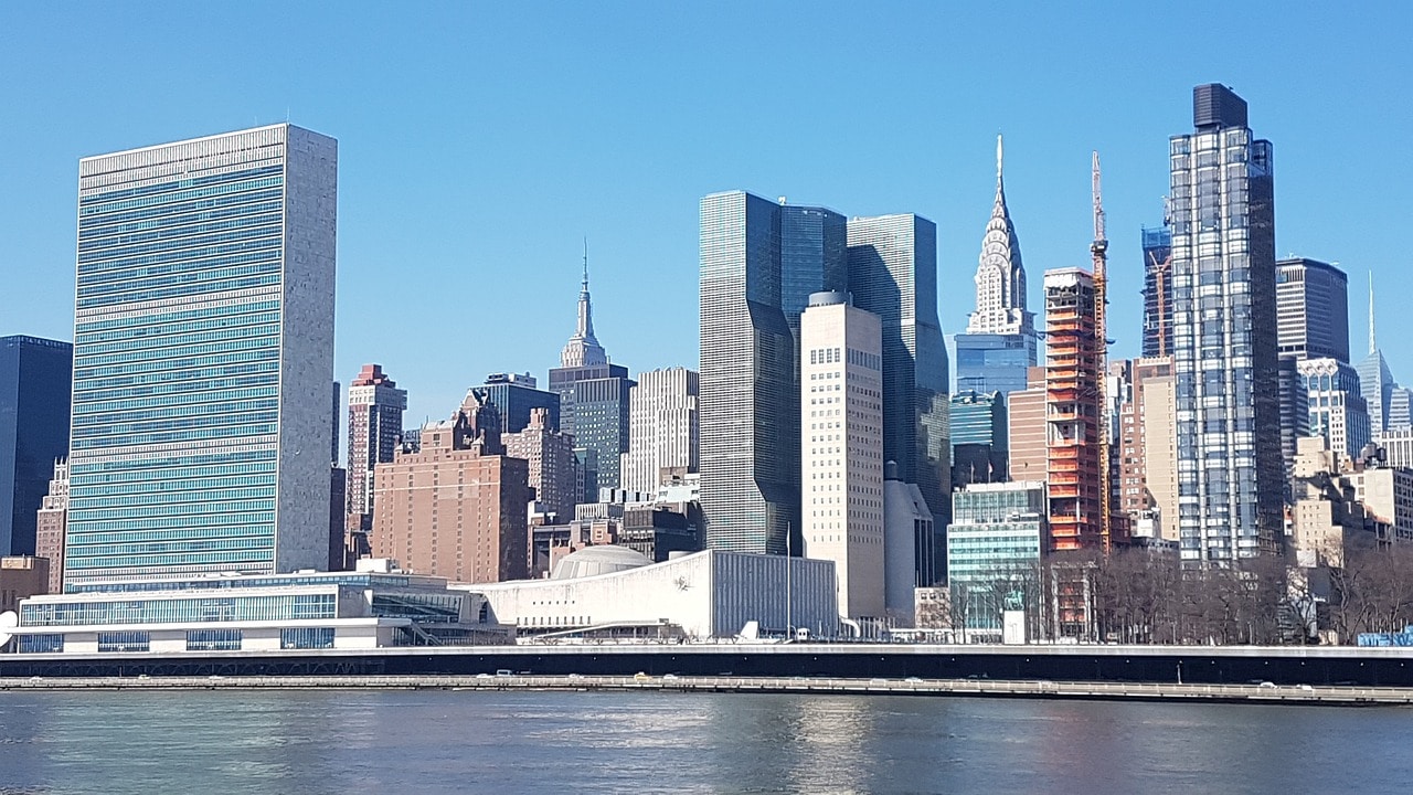 The UN and Chrysler Building in Midtown East Manhattan