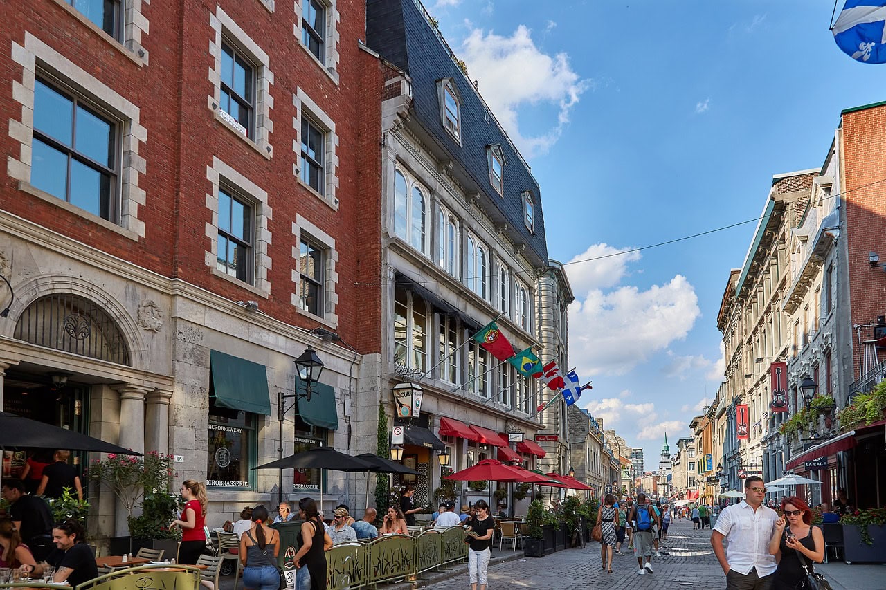 A bustling street in downtown Montreal